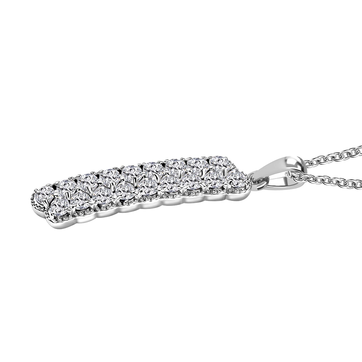 J Francis Embellished with Zirconia by Swarovski 4.15 ctw Pendant Necklace 20 Inches in Platinum Over Sterling Silver image number 3