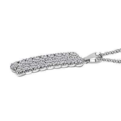 J Francis Embellished with Zirconia by Swarovski 4.15 ctw Crownline Pendant Necklace 20 Inches in Platinum Over Sterling Silver