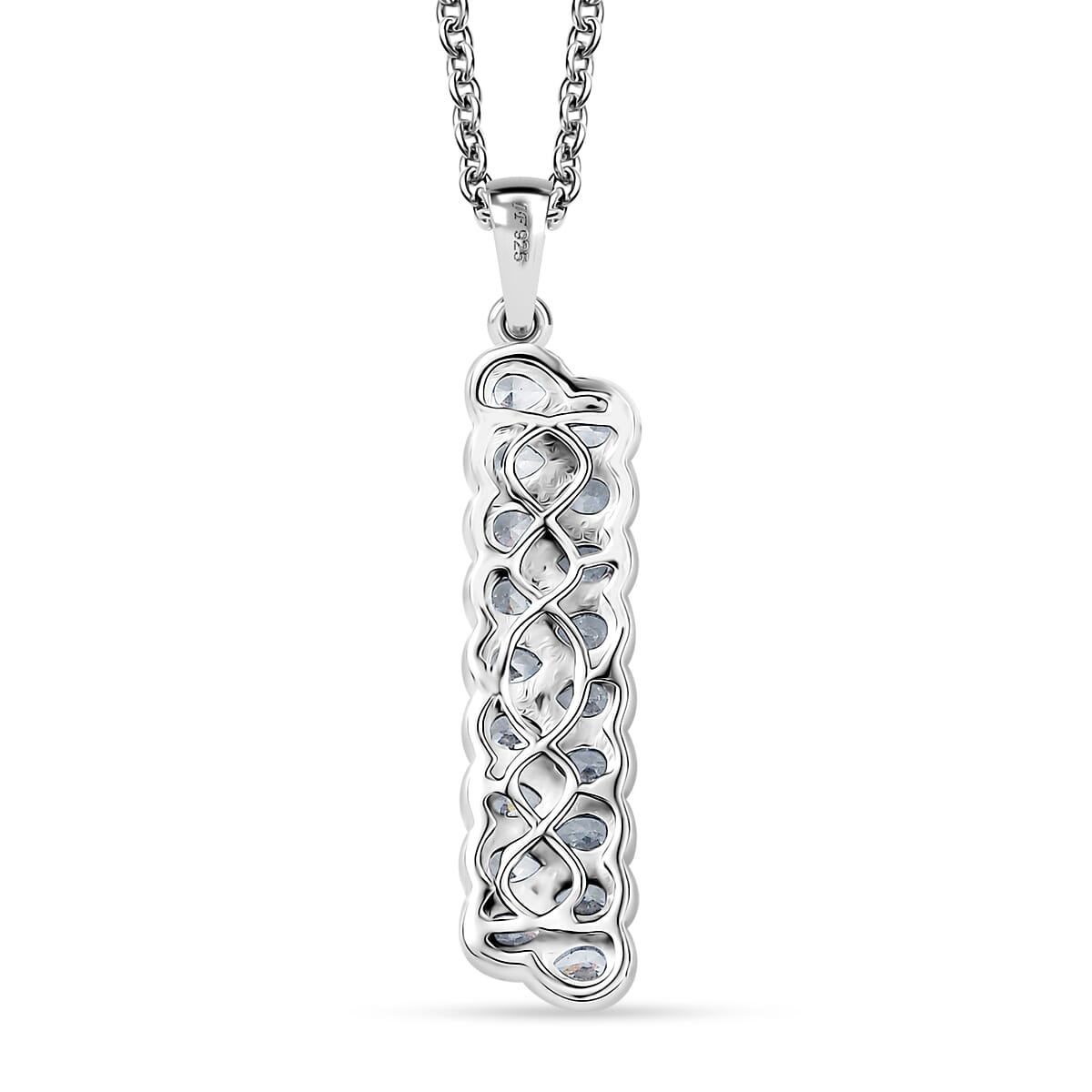 J Francis Embellished with Zirconia by Swarovski 4.15 ctw Pendant Necklace 20 Inches in Platinum Over Sterling Silver image number 4