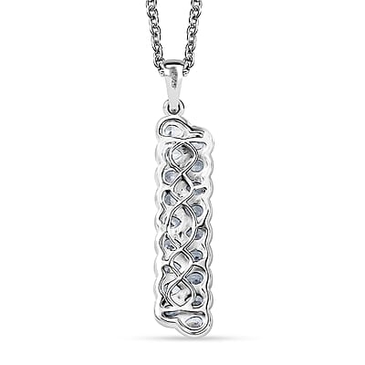 J Francis Embellished with Zirconia by Swarovski 4.15 ctw Crownline Pendant Necklace 20 Inches in Platinum Over Sterling Silver