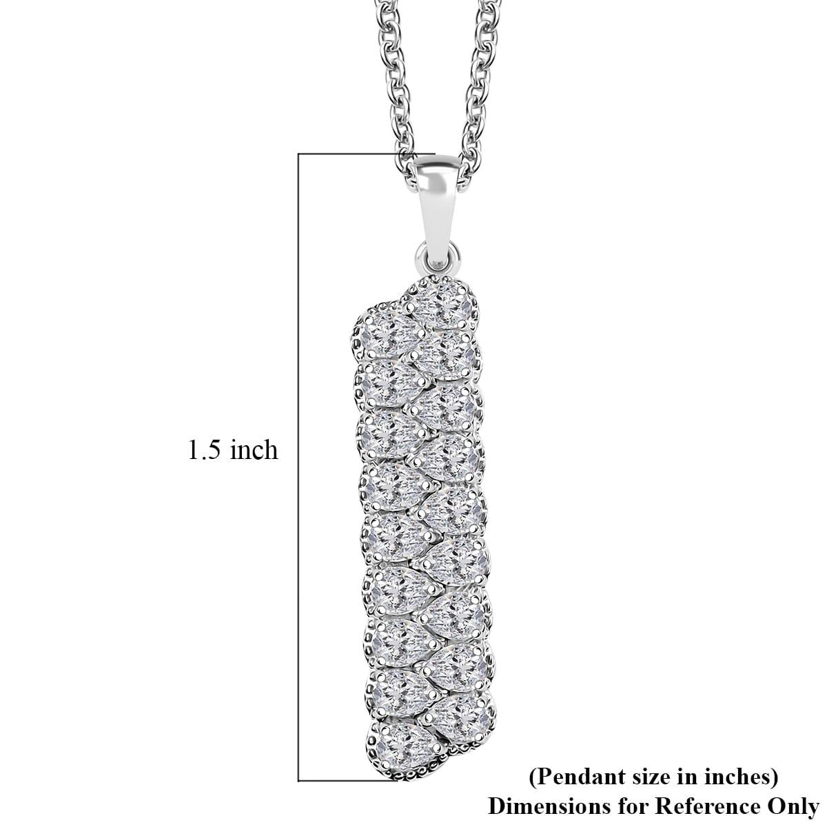 J Francis Embellished with Zirconia by Swarovski 4.15 ctw Pendant Necklace 20 Inches in Platinum Over Sterling Silver image number 5