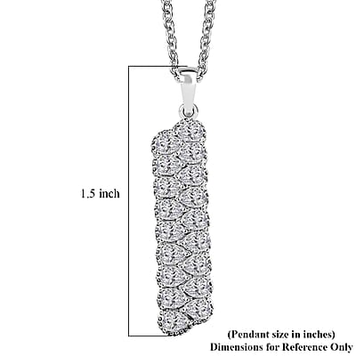 J Francis Embellished with Zirconia by Swarovski 4.15 ctw Crownline Pendant Necklace 20 Inches in Platinum Over Sterling Silver