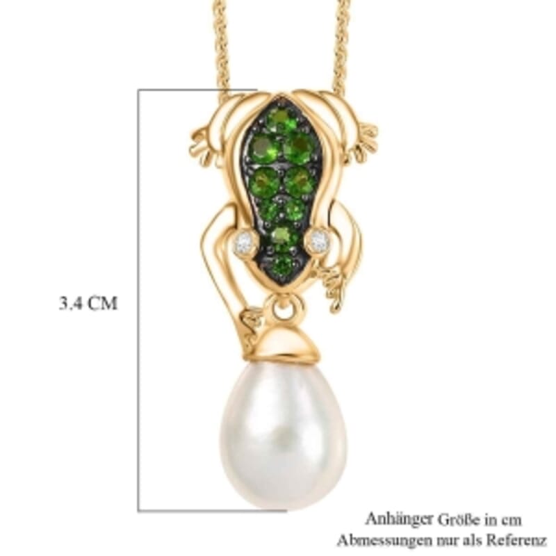 GP Freshwater Pearl and Multi Gemstone 0.56 ctw Pendant Necklace (20 Inches) in 18K Vermeil YG Over Sterling Silver
