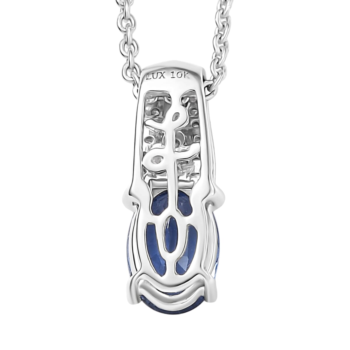 Luxoro AAA Ceylon Sapphire and Diamond 1.10 ctw Celestial Night Sky Pendant Necklace in 10K White Gold 20 Inches image number 4