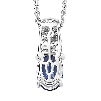 Luxoro AAA Ceylon Sapphire and Diamond 1.10 ctw Celestial Night Sky Pendant Necklace in 10K White Gold 20 Inches