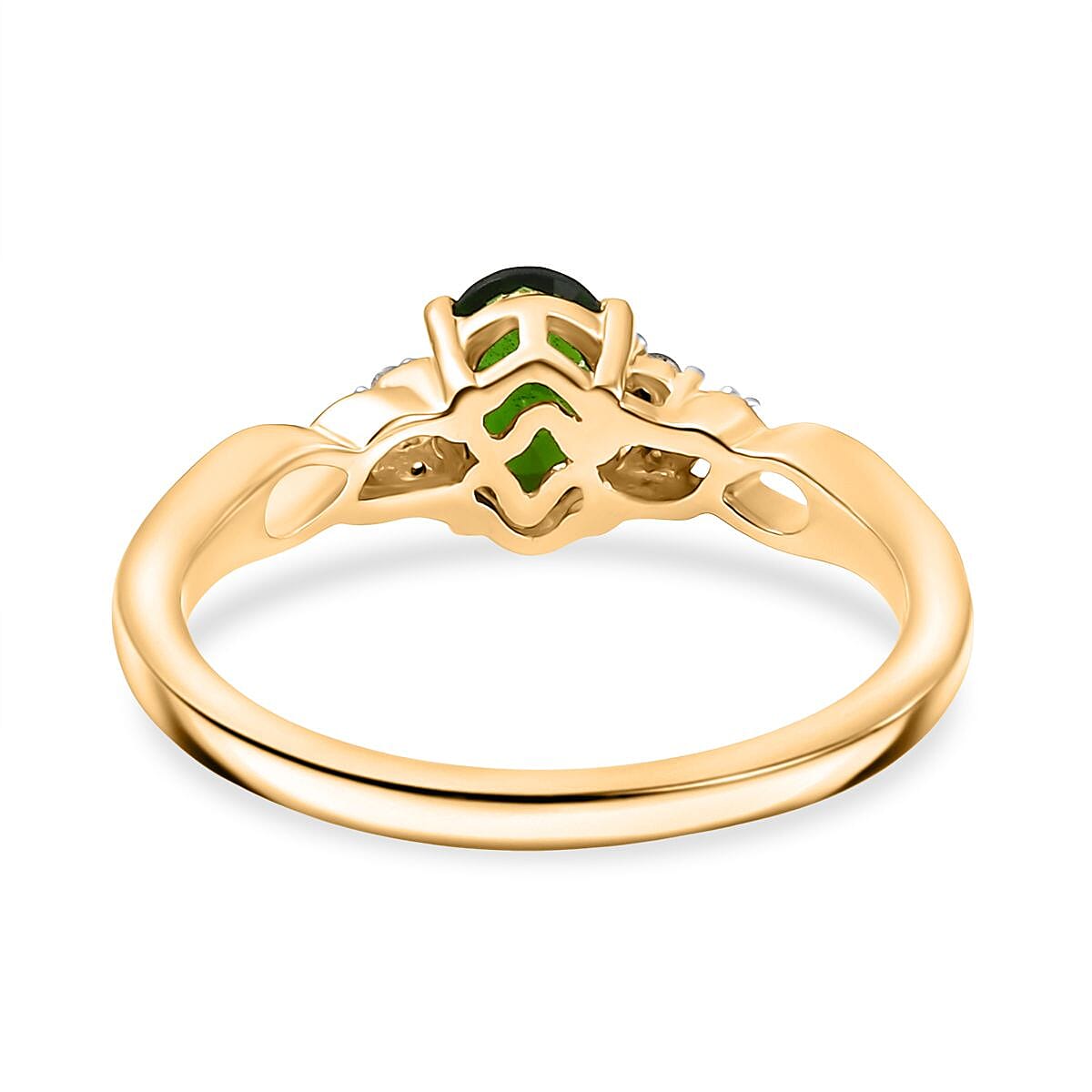 D'Joy Chrome Diopside and White Zircon 1.85 ctw Ring (Size 9.0) and Pendant without Chain in 18K Vermeil Yellow Gold Over Sterling Silver
