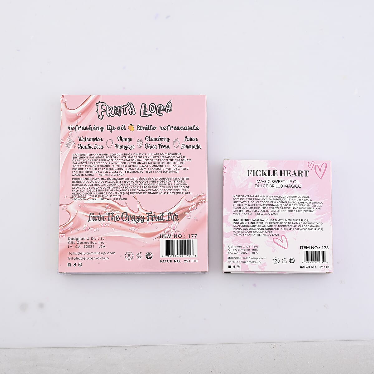 Fruta Loco 4 Piece Lip Gloss Set and Fickle Heart 3 Piece Lip Oil Set image number 4