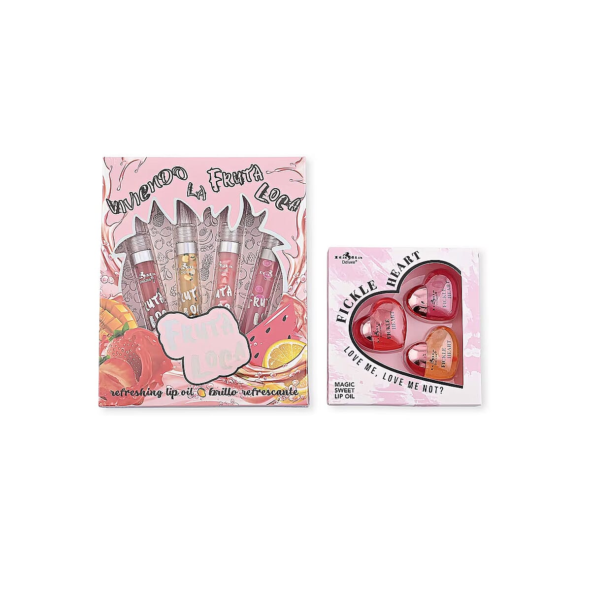 Fruta Loco 4 Piece Lip Gloss Set and Fickle Heart 3 Piece Lip Oil Set image number 5
