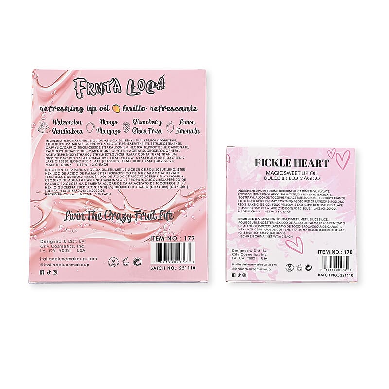 Fruta Loco 4 Piece Lip Gloss Set and Fickle Heart 3 Piece Lip Oil Set