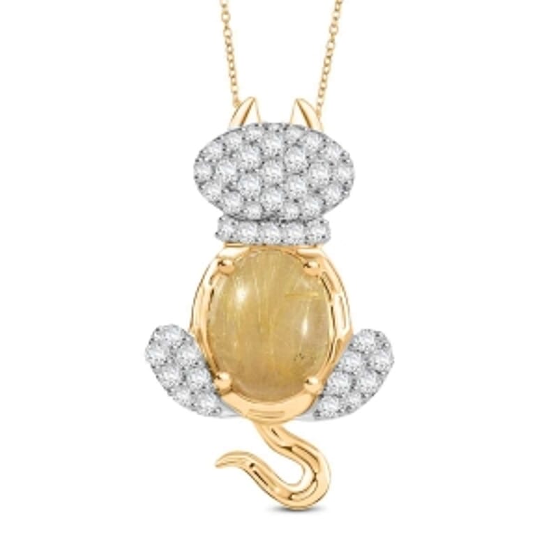 Golden Rutilated Quartz Pendant 4.41 ctw Necklace in Vermeil YG Over Sterling Silver 20 Inches