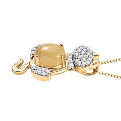 Golden Rutilated Quartz Pendant 4.41 ctw Necklace in Vermeil YG Over Sterling Silver 20 Inches