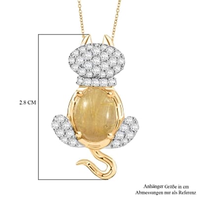 Golden Rutilated Quartz Pendant 4.41 ctw Necklace in Vermeil YG Over Sterling Silver 20 Inches