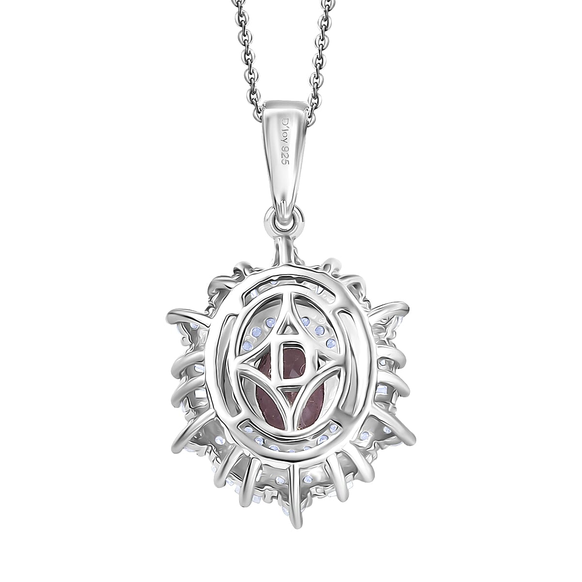 D'Joy Royal Lavender Spinel and Moissanite 1.50 ctw Regal Spark Pendant Necklace in Rhodium Over Sterling Silver 20 Inches image number 4