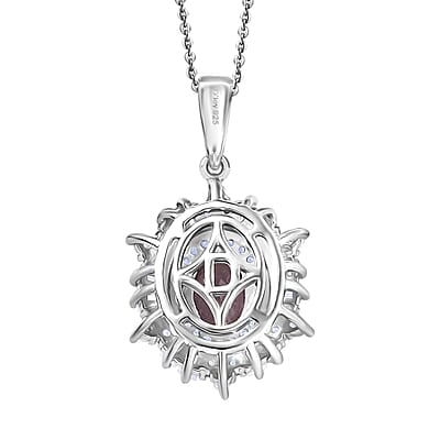 D'Joy Royal Lavender Spinel and Moissanite 1.50 ctw Regal Spark Pendant Necklace in Rhodium Over Sterling Silver 20 Inches
