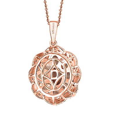 D'Joy Madagascar Color Change Garnet and Moissanite 1.10 ctw Imperial Bloom Pendant Necklace in 18K Vermeil Rose Gold Over Sterling Silver 20 Inches