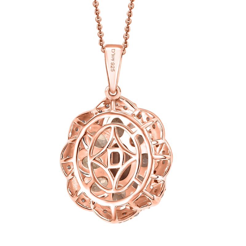 D'Joy Madagascar Color Change Garnet and Moissanite 1.10 ctw Imperial Bloom Pendant Necklace in 18K Vermeil Rose Gold Over Sterling Silver 20 Inches