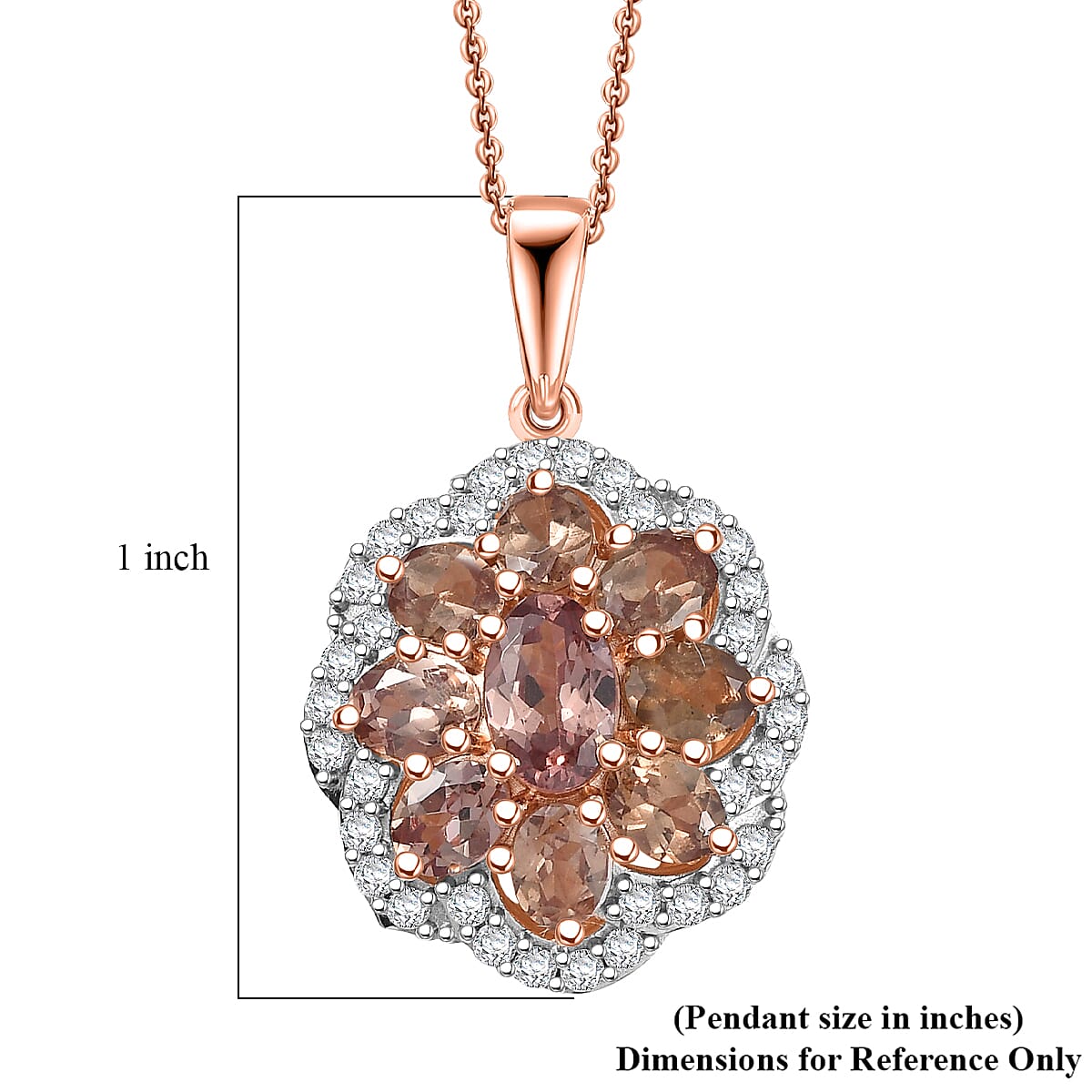 D'Joy Madagascar Color Change Garnet and Moissanite 1.10 ctw Imperial Bloom Pendant Necklace in 18K Vermeil Rose Gold Over Sterling Silver 20 Inches image number 5