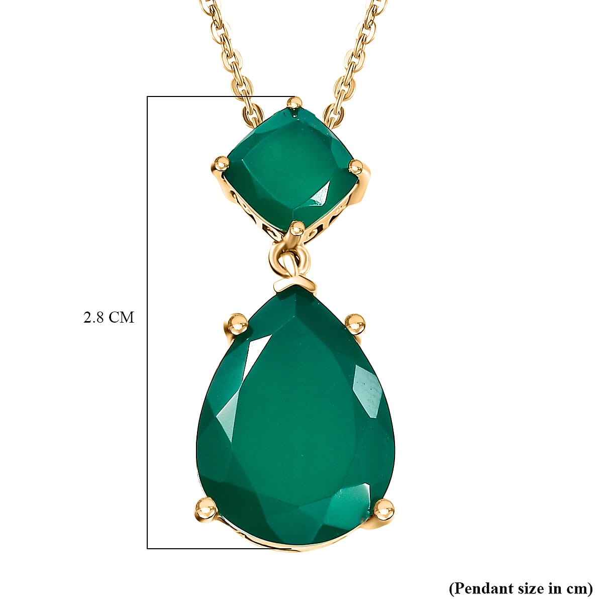 D'Joy Green Onyx 11.25 ctw Pendant Necklace 20 Inches in 14K Yellow Gold Over Sterling Silver