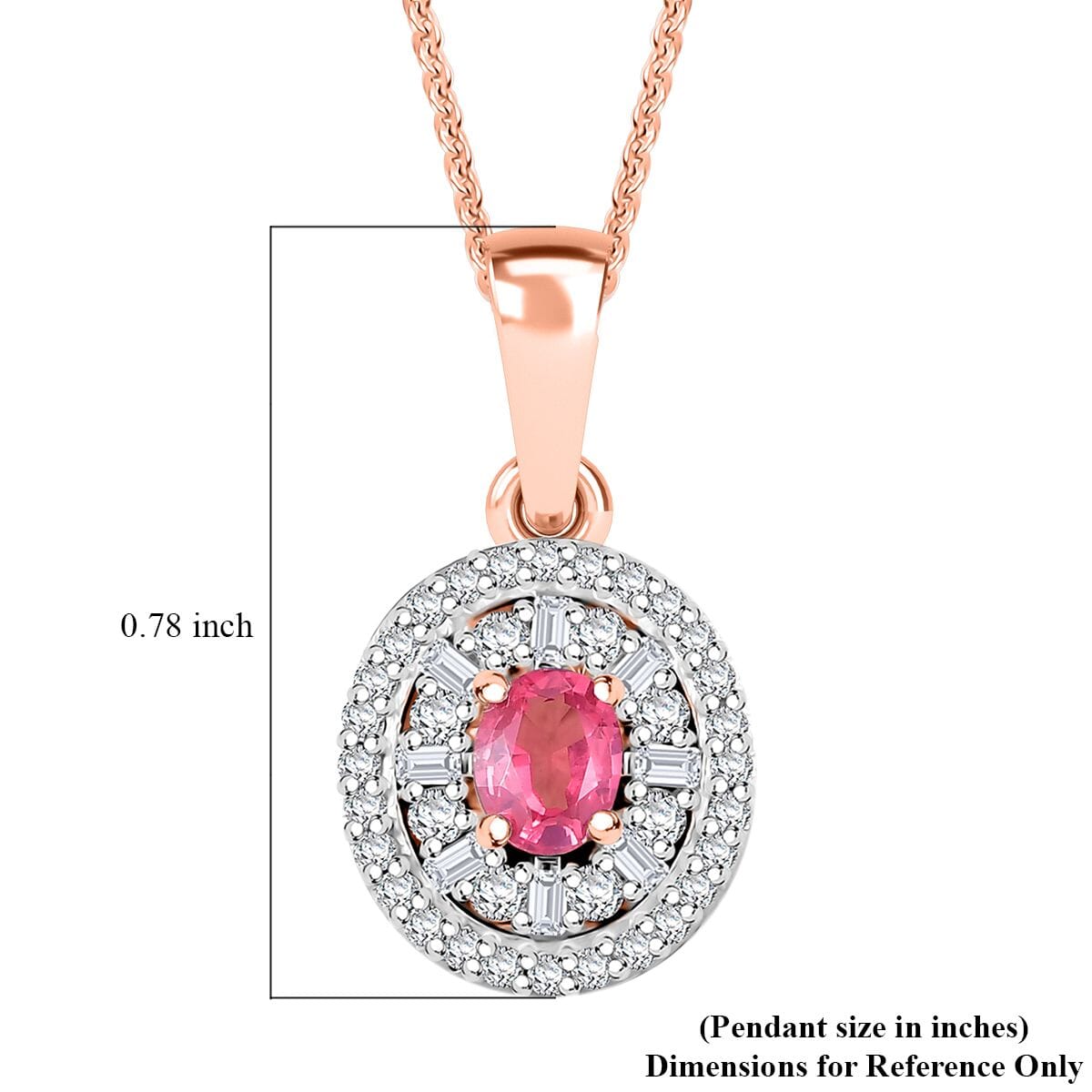 D'Joy Premium Mahenge Spinel and Diamond 0.75 ctw Regal Radiance Pendant Necklace 20 Inches in 18K Vermeil Rose Gold Over Sterling Silver image number 6