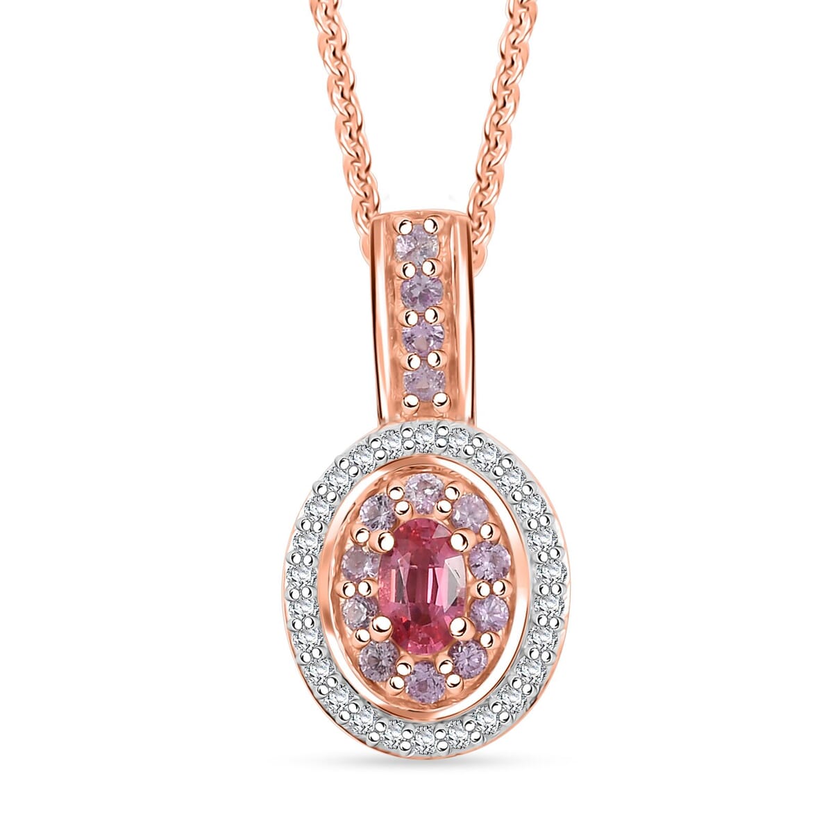 D'Joy Premium Mahenge Spinel and Multi Gemstone 0.75 ctw Rose Regalia Pendant Necklace 20 Inches in 18K Vermeil Rose Gold Over Sterling Silver  image number 0