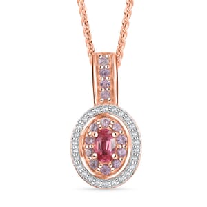 D'Joy Premium Mahenge Spinel and Multi Gemstone 0.75 ctw Rose Regalia Pendant Necklace 20 Inches in 18K Vermeil Rose Gold Over Sterling Silver 