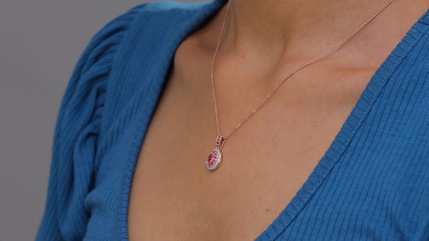 D'Joy Premium Mahenge Spinel and Multi Gemstone 0.75 ctw Rose Regalia Pendant Necklace 20 Inches in 18K Vermeil Rose Gold Over Sterling Silver