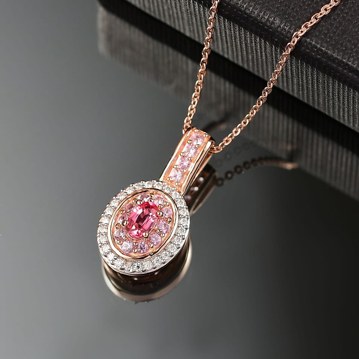 D'Joy Premium Mahenge Spinel and Multi Gemstone 0.75 ctw Rose Regalia Pendant Necklace 20 Inches in 18K Vermeil Rose Gold Over Sterling Silver  image number 1