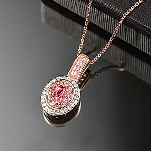 D'Joy Premium Mahenge Spinel and Multi Gemstone 0.75 ctw Rose Regalia Pendant Necklace 20 Inches in 18K Vermeil Rose Gold Over Sterling Silver 