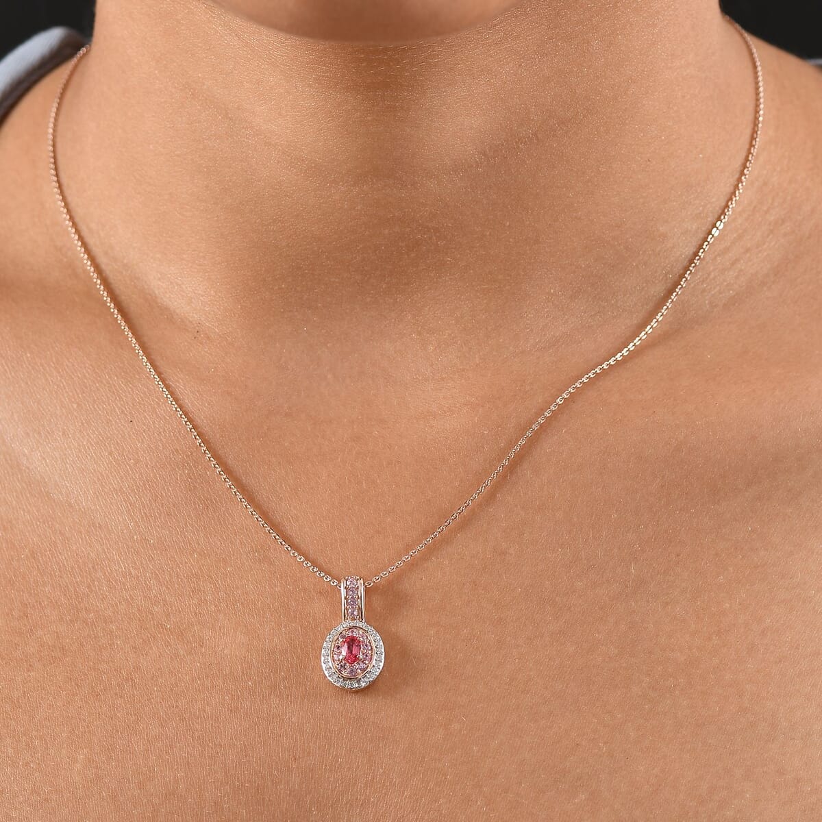 D'Joy Premium Mahenge Spinel and Multi Gemstone 0.75 ctw Rose Regalia Pendant Necklace 20 Inches in 18K Vermeil Rose Gold Over Sterling Silver  image number 2