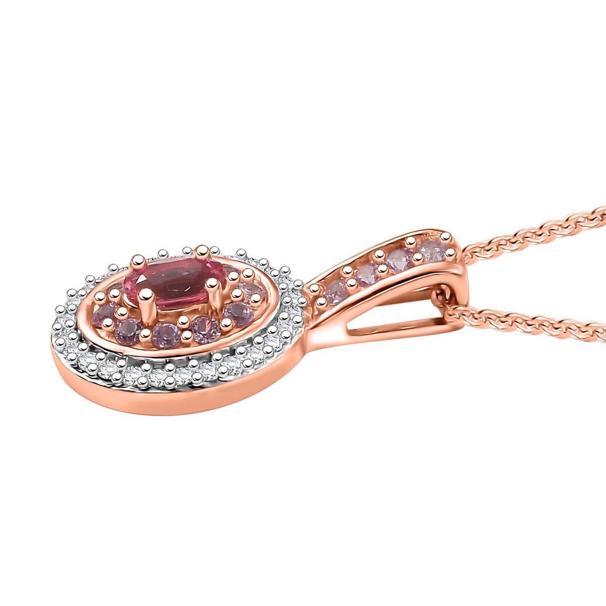 D'Joy Premium Mahenge Spinel and Multi Gemstone 0.75 ctw Rose Regalia Pendant Necklace 20 Inches in 18K Vermeil Rose Gold Over Sterling Silver  image number 3