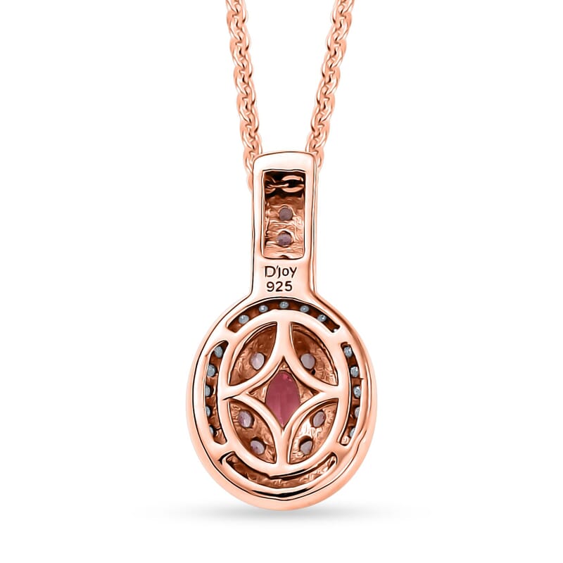 D'Joy Premium Mahenge Spinel and Multi Gemstone 0.75 ctw Rose Regalia Pendant Necklace 20 Inches in 18K Vermeil Rose Gold Over Sterling Silver