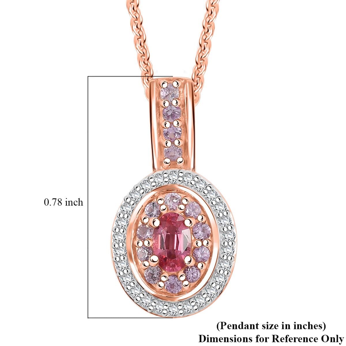 D'Joy Premium Mahenge Spinel and Multi Gemstone 0.75 ctw Rose Regalia Pendant Necklace 20 Inches in 18K Vermeil Rose Gold Over Sterling Silver  image number 6