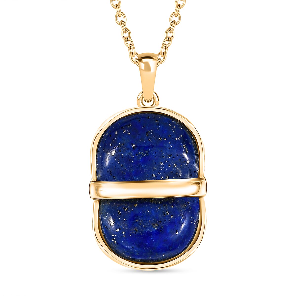 EverTrue Lapis Lazuli 8.00 ctw Pendant in 18K YG Plated with ION Plated YG Stainless Steel Necklace 20 Inches