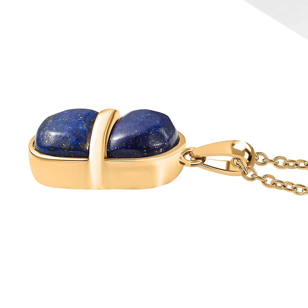 EverTrue Lapis Lazuli 8.00 ctw Pendant in 18K YG Plated with ION Plated YG Stainless Steel Necklace 20 Inches