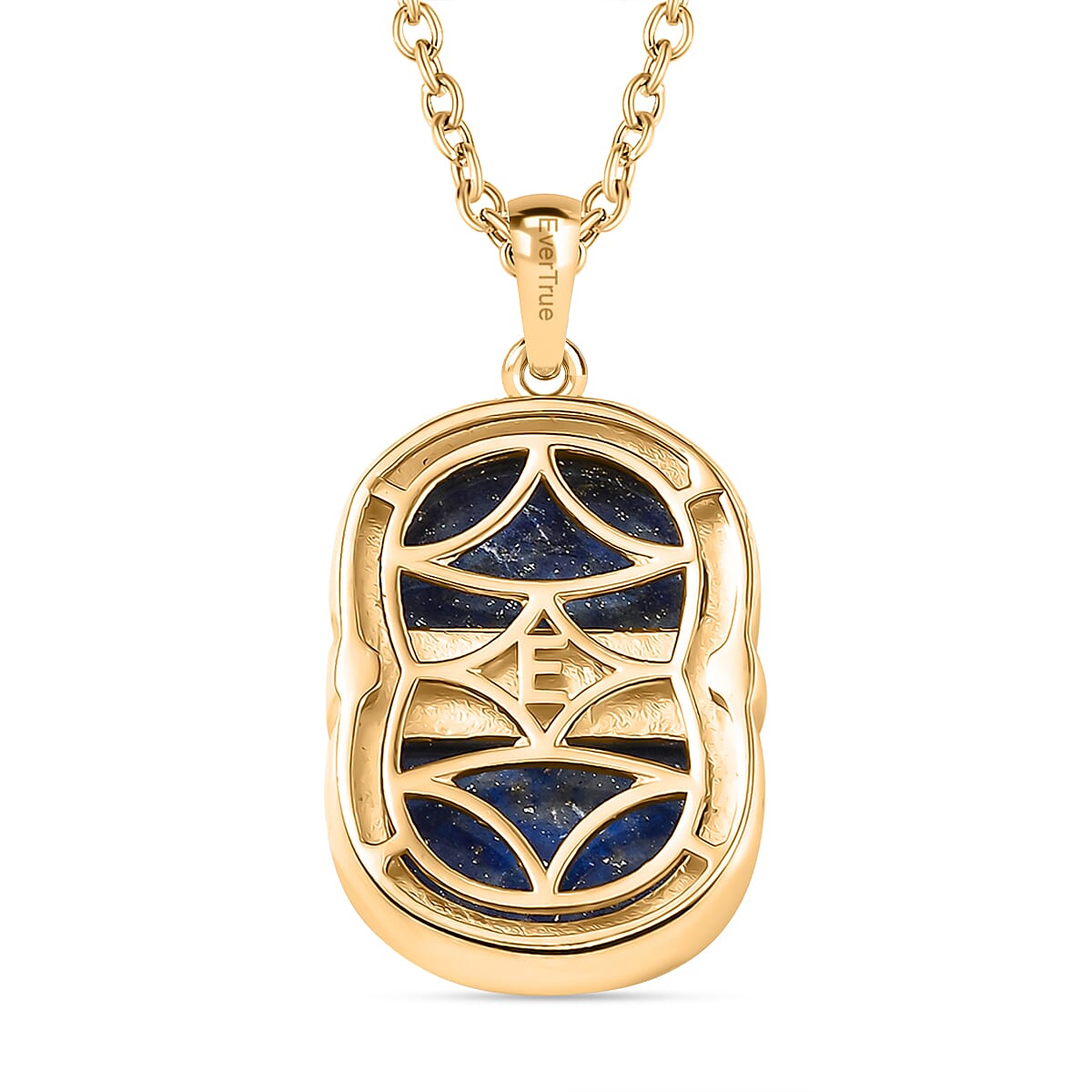 EverTrue Lapis Lazuli 8.00 ctw Pendant in 18K YG Plated with ION Plated YG Stainless Steel Necklace 20 Inches