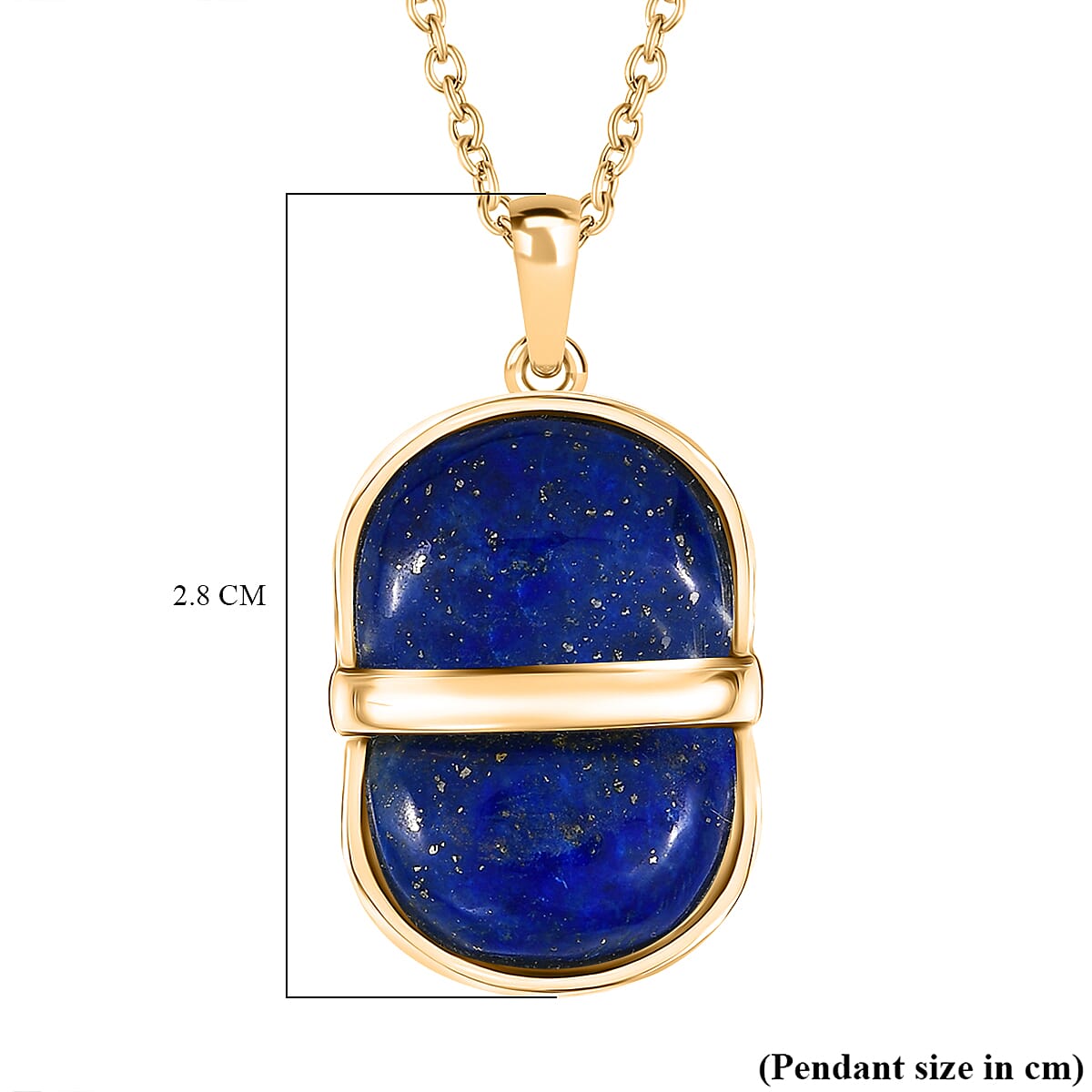 EverTrue Lapis Lazuli 8.00 ctw Pendant in 18K YG Plated with ION Plated YG Stainless Steel Necklace 20 Inches