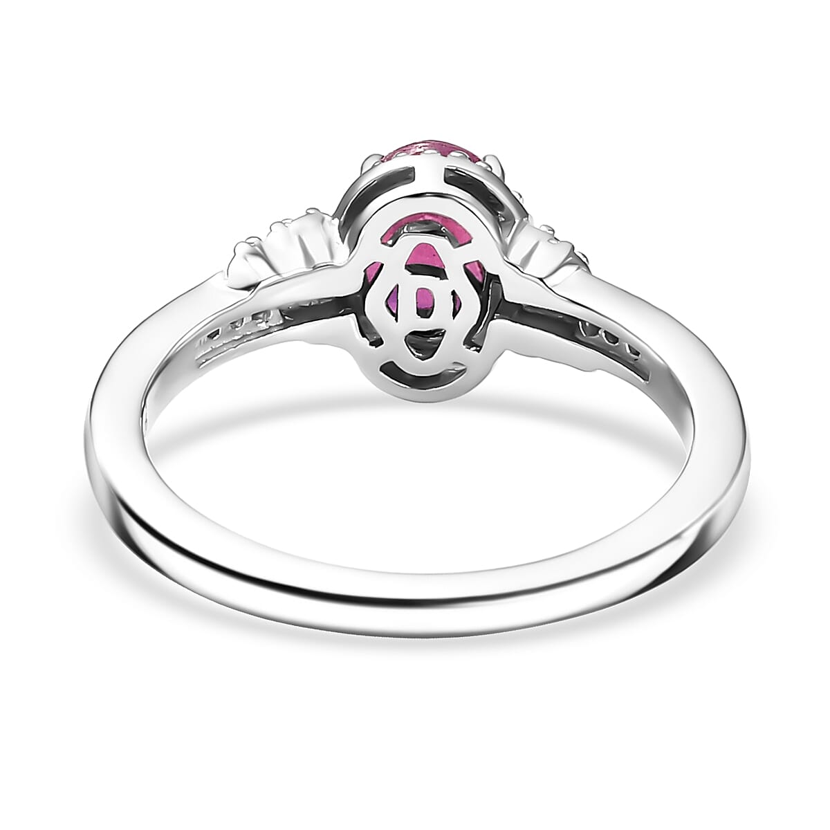 D'Joy Niassa Ruby (FF), White Zircon 3.10 ctw Sea Waves Stud Earrings, Ring (Size 5) and Pendant Necklace 20 Inches in Rhodium Over Sterling Silver  image number 6