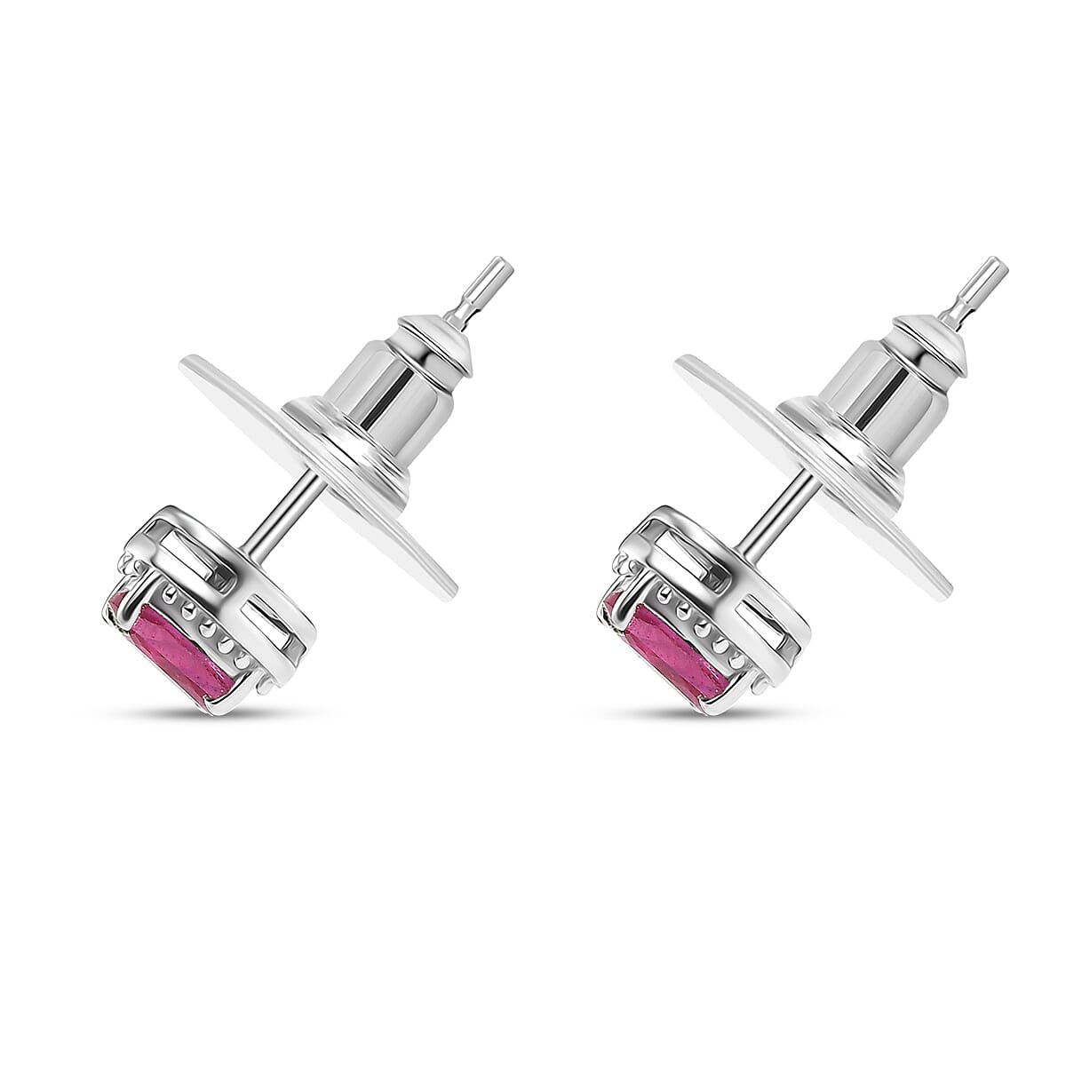 D'Joy Niassa Ruby (FF), White Zircon 3.10 ctw Sea Waves Stud Earrings, Ring (Size 7) and Pendant Necklace 20 Inches in Rhodium Over Sterling Silver  image number 2