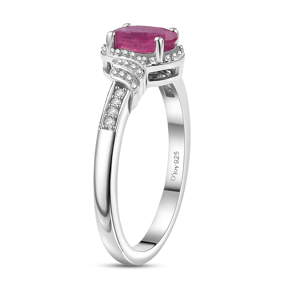 D'Joy Niassa Ruby (FF), White Zircon 3.10 ctw Sea Waves Stud Earrings, Ring (Size 9) and Pendant Necklace 20 Inches in Rhodium Over Sterling Silver  image number 5