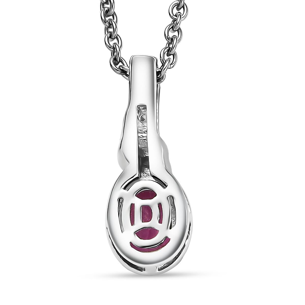 D'Joy Niassa Ruby (FF), White Zircon 3.10 ctw Sea Waves Stud Earrings, Ring (Size 9) and Pendant Necklace 20 Inches in Rhodium Over Sterling Silver  image number 9