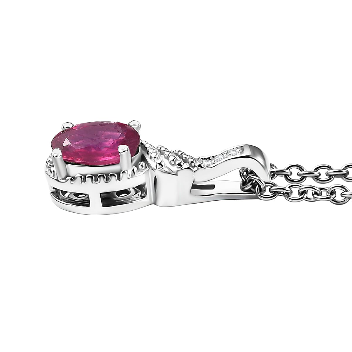 D'Joy Niassa Ruby (FF), White Zircon 3.10 ctw Sea Waves Stud Earrings, Ring (Size 10) and Pendant Necklace 20 Inches in Rhodium Over Sterling Silver  image number 8