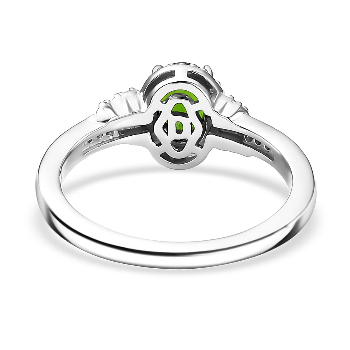 D'Joy Chrome Diopside, White Zircon 2.20 ctw Sea Waves Stud Earrings, Ring (Size 6) and Pendant Necklace 20 Inches in Rhodium Over Sterling Silver  image number 6