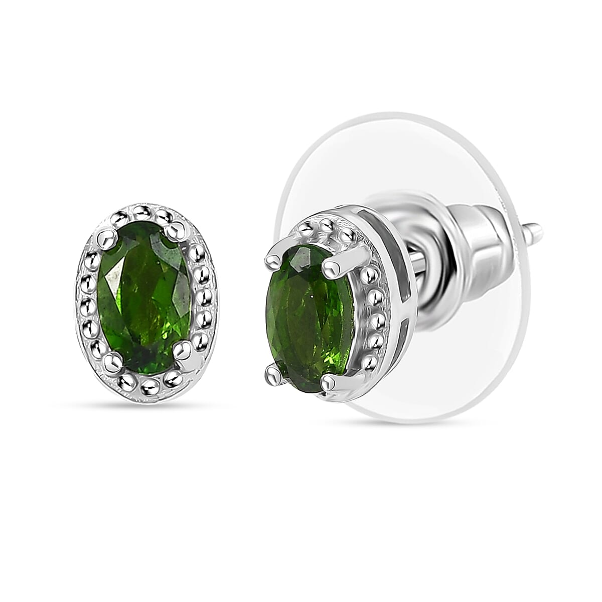 D'Joy Chrome Diopside, White Zircon 2.20 ctw Sea Waves Stud Earrings, Ring (Size 6) and Pendant Necklace 20 Inches in Rhodium Over Sterling Silver  image number 10
