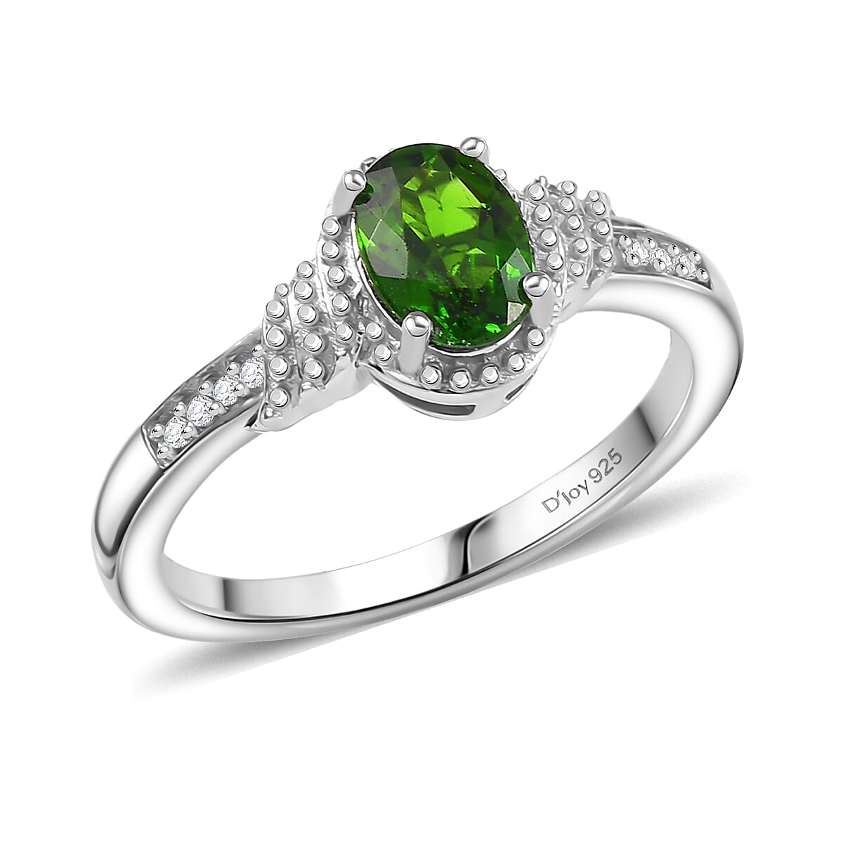 D'Joy Chrome Diopside, White Zircon 2.20 ctw Sea Waves Stud Earrings, Ring (Size 7) and Pendant Necklace 20 Inches in Rhodium Over Sterling Silver  image number 4
