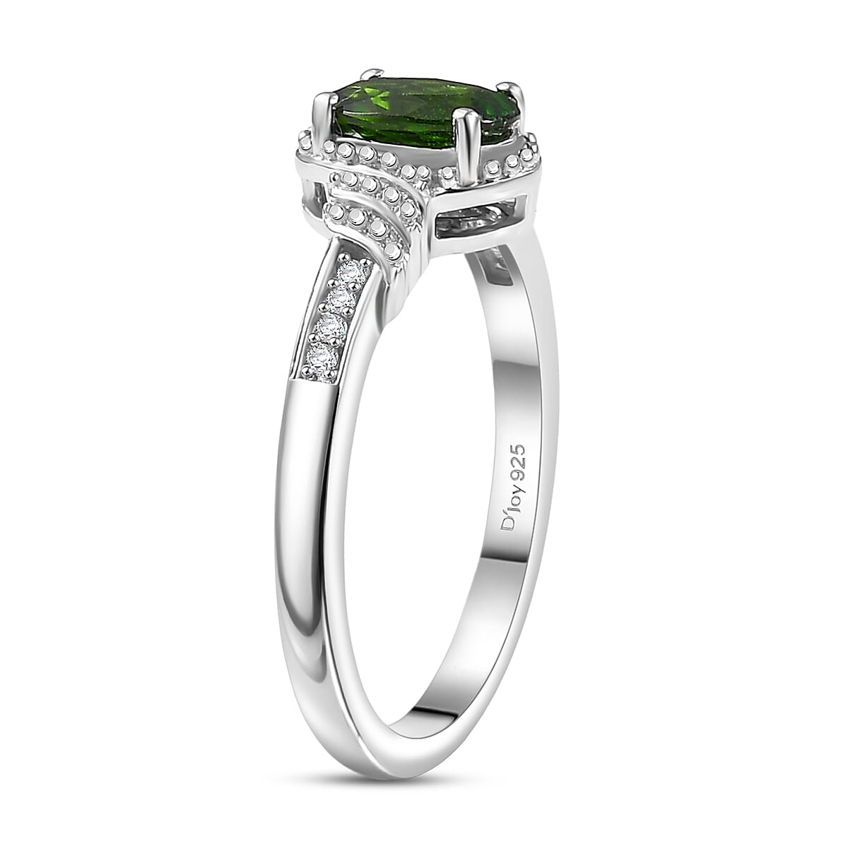 D'Joy Chrome Diopside, White Zircon 2.20 ctw Sea Waves Stud Earrings, Ring (Size 7) and Pendant Necklace 20 Inches in Rhodium Over Sterling Silver  image number 5