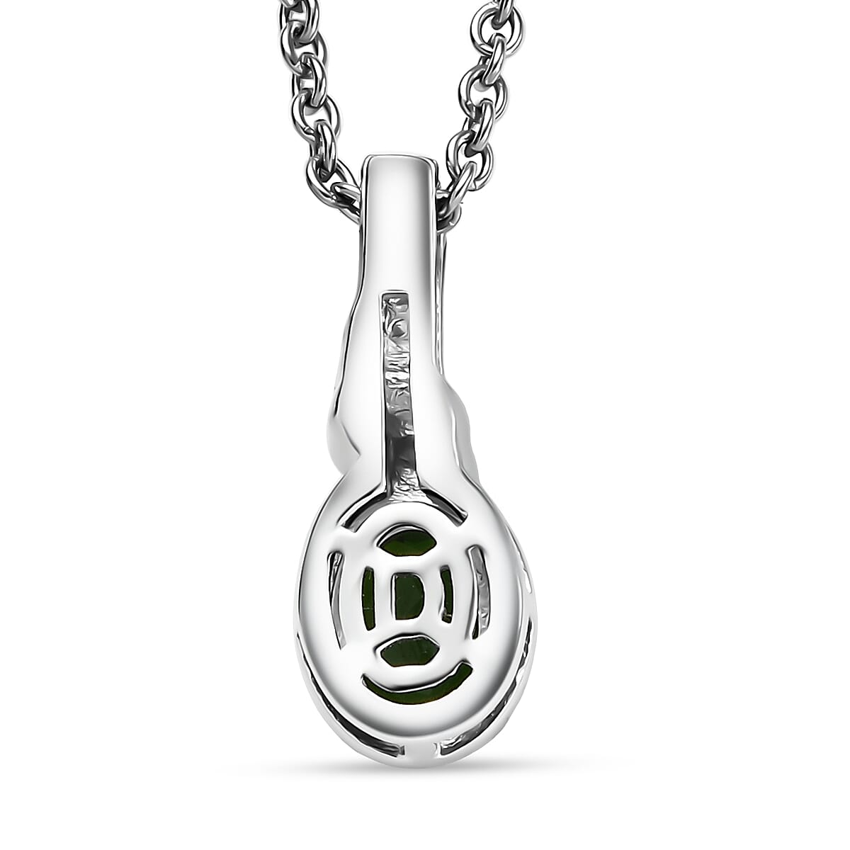D'Joy Chrome Diopside, White Zircon 2.20 ctw Sea Waves Stud Earrings, Ring (Size 8) and Pendant Necklace 20 Inches in Rhodium Over Sterling Silver  image number 9