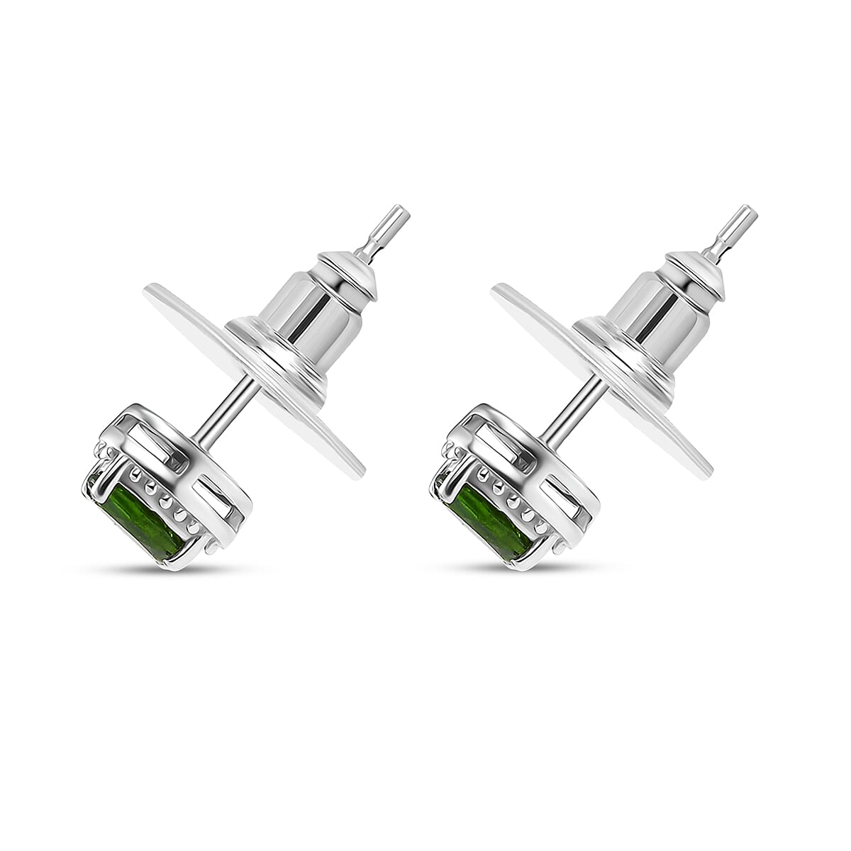 D'Joy Chrome Diopside, White Zircon 2.20 ctw Sea Waves Stud Earrings, Ring (Size 9) and Pendant Necklace 20 Inches in Rhodium Over Sterling Silver  image number 2