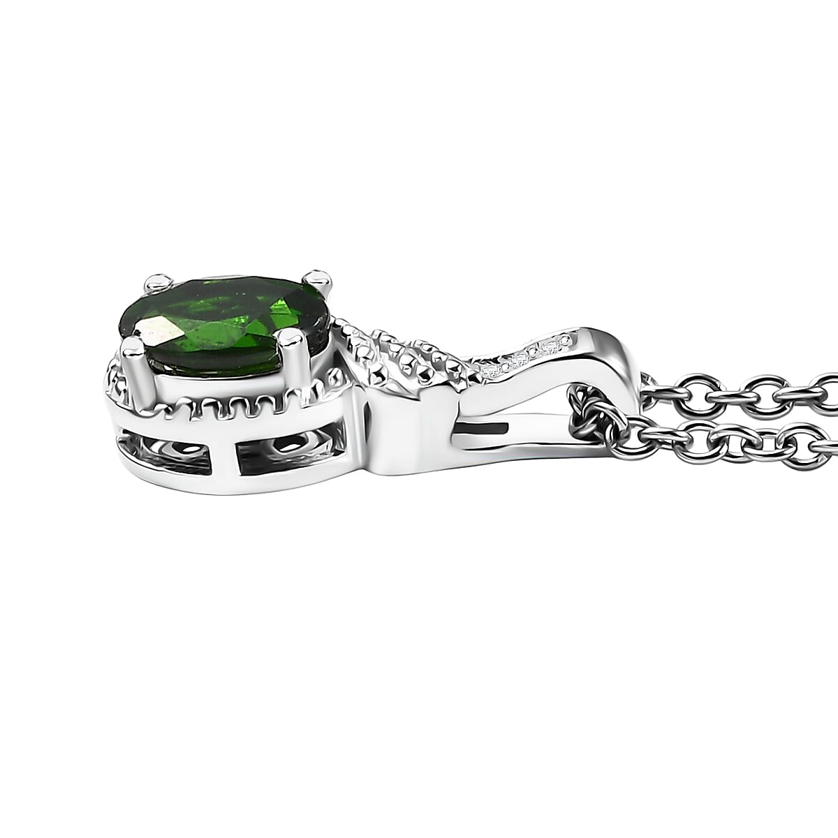 D'Joy Chrome Diopside, White Zircon 2.20 ctw Sea Waves Stud Earrings, Ring (Size 9) and Pendant Necklace 20 Inches in Rhodium Over Sterling Silver  image number 8