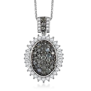 D'Joy Narsipatnam Alexandrite and Moissanite 1.80 ctw Sunburst Majesty Pendant Necklace 20 Inches in Rhodium Over Sterling Silver 1.80 ctw