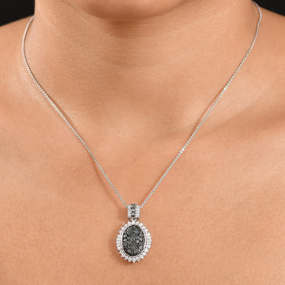 D'Joy Narsipatnam Alexandrite and Moissanite 1.80 ctw Sunburst Majesty Pendant Necklace 20 Inches in Rhodium Over Sterling Silver 1.80 ctw image number 2